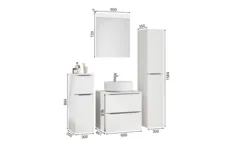 Ixina Ensemble meuble vasque avec miroir et meubles d'appoint 1