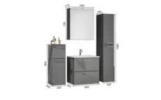 Ixina Ensemble meuble vasque avec armoire de toilette et meubles d'appoint 1