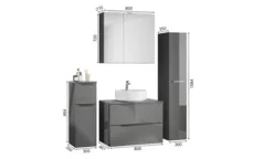 Ixina Ensemble meuble vasque avec armoire de toilette et meubles d'appoint 1